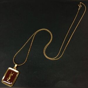 YSL Gold Tone Pendant Necklace